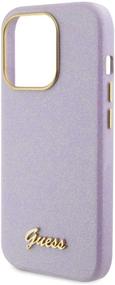 Guess GUHCP15LPGMCSL Apple iPhone 15 Pro 6.1″ lilac kietas dėklas Glitter Glossy Script