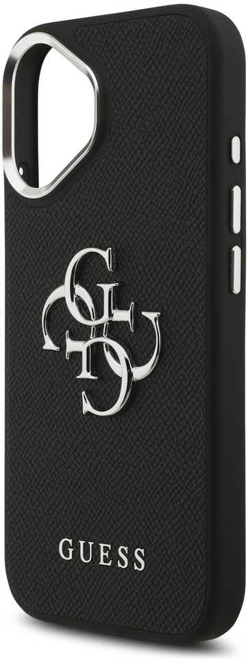 „Guess Grained Big 4G Classic“ logotipo dėklas, skirtas iPhone 17 - juodas