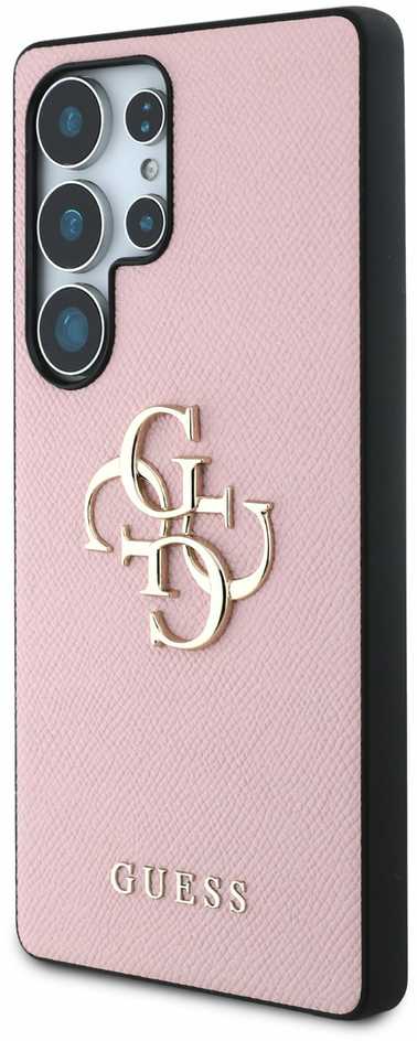„Guess Grained Big 4G Logo Small Classic Logo“ – dėklas, skirtas „Samsung Galaxy S25 Ultra“, rausvas