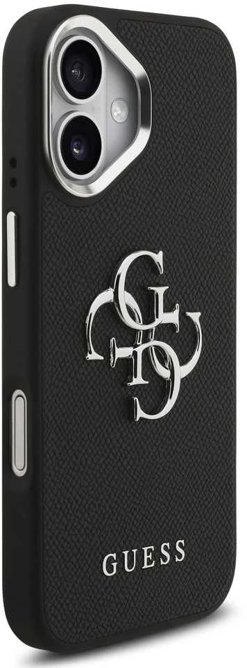 „Guess Grained Big 4G Classic“ logotipo dėklas, skirtas iPhone 17 - juodas