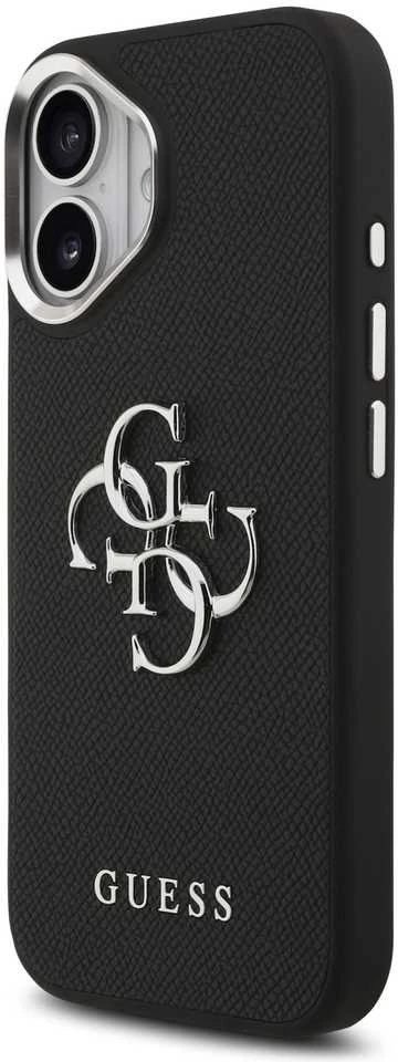 „Guess Grained Big 4G Classic“ logotipo dėklas, skirtas iPhone 17 - juodas