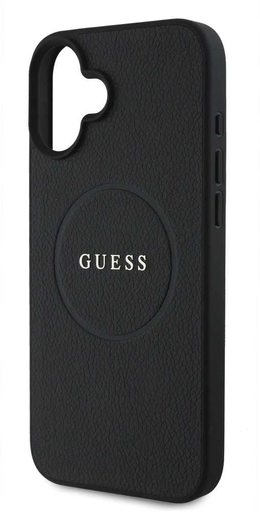Guess GUHMP16MPGHSMMK Apple iPhone 16 Plus 6.7″ juodos spalvos kietas dėklas Grained Ring MagSafe