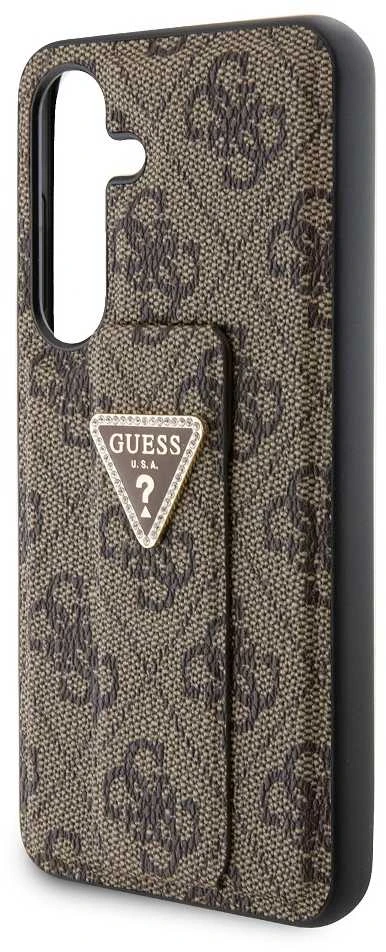 Guess GUHCS24SPGS4TDW S24 S921 rudos spalvos kietas dėklas Grip Stand 4G Triangle Strass