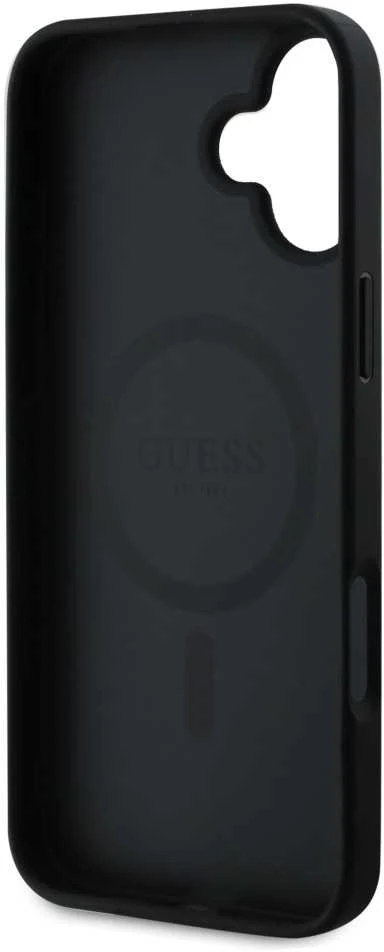 Guess PU Leather 4G Colored Ring MagSafe Apple iPhone 16 dėklas telefonui juodos spalvos