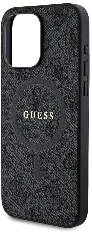 Guess PU odos 4G Colored Ring MagSafe dėklas skirtas iPhone 15 Pro Max juodos spalvos