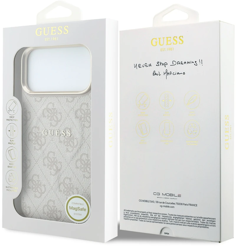 Guess Embossed 4G Classic MagSafe Dėklas skirtas iPhone 18 Pro / iPhone 17 Pro Rožinė