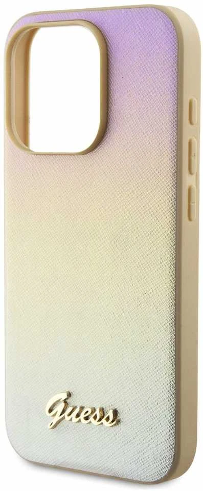 GUESS GUHCP15XPSAIRD IPHONE 15 PRO MAX 6.7" ZLOTY/AUKSINIS KIETAS DĖKLAS SAFFIANO IRIDESCENT SCRIPT