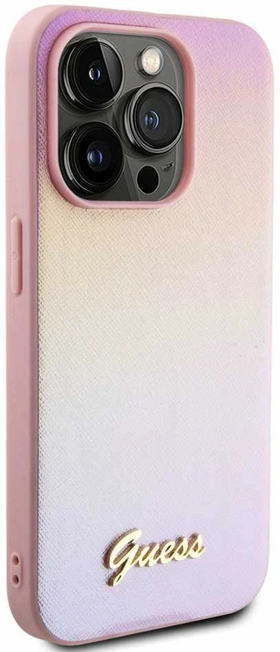 Dėklas GUESS GUHCP15XPSIS IPHONE 15 PRO MAX 6.7 "Rožinis/Rožinis HARDCASE SAFFIANO IRIDESCENT SCRIPT