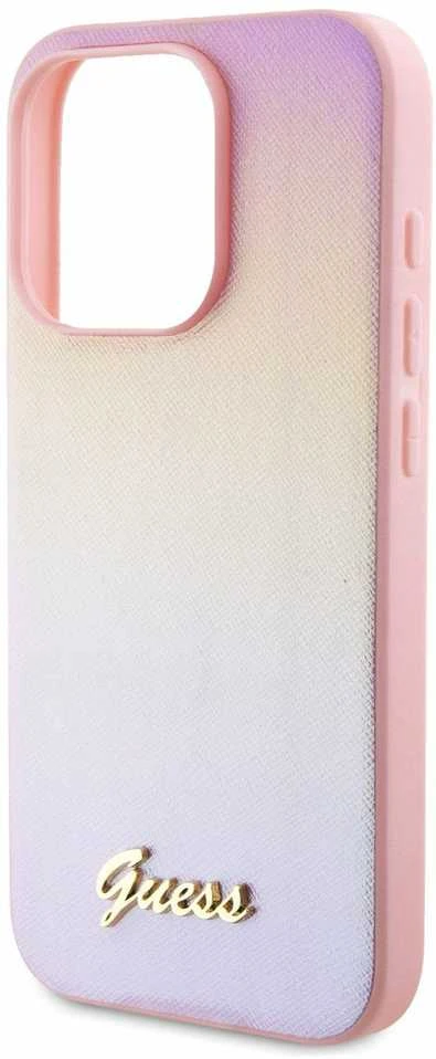 Dėklas GUESS GUHCP15XPSIS IPHONE 15 PRO MAX 6.7 "Rožinis/Rožinis HARDCASE SAFFIANO IRIDESCENT SCRIPT