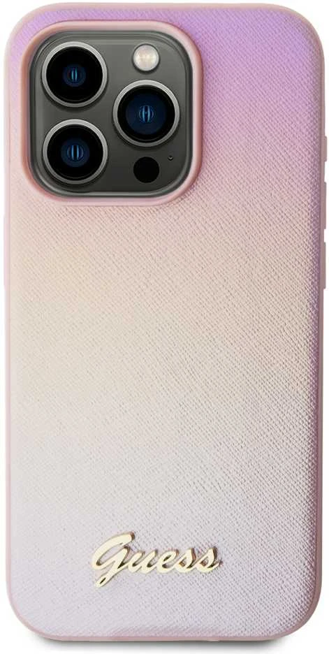 Dėklas GUESS GUHCP15LPSAIRSP IPHONE 15 PRO 6.1 "Rožinis/Rožinis HARDCASE SAFFIANO IRIDESCENT SCRIPT