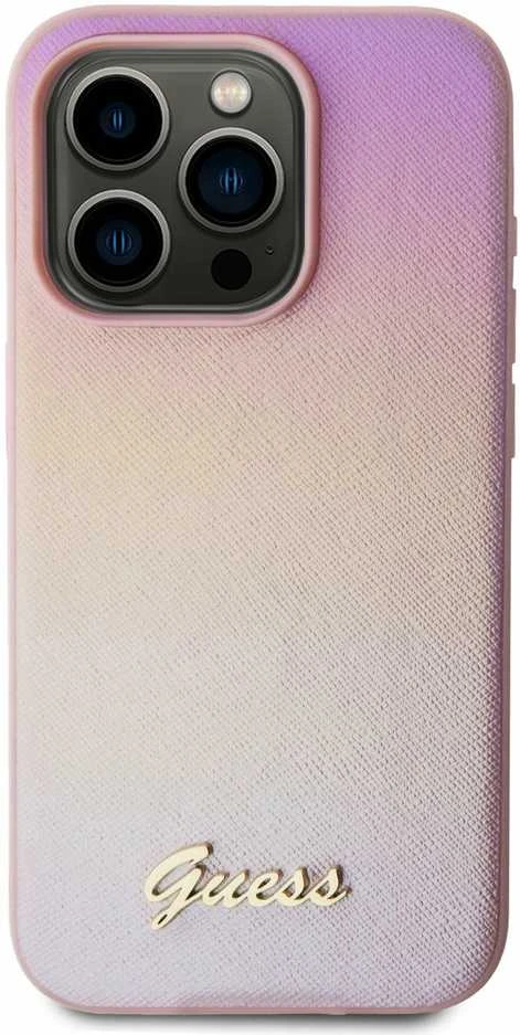 Dėklas GUESS GUHCP15XPSIS IPHONE 15 PRO MAX 6.7 "Rožinis/Rožinis HARDCASE SAFFIANO IRIDESCENT SCRIPT