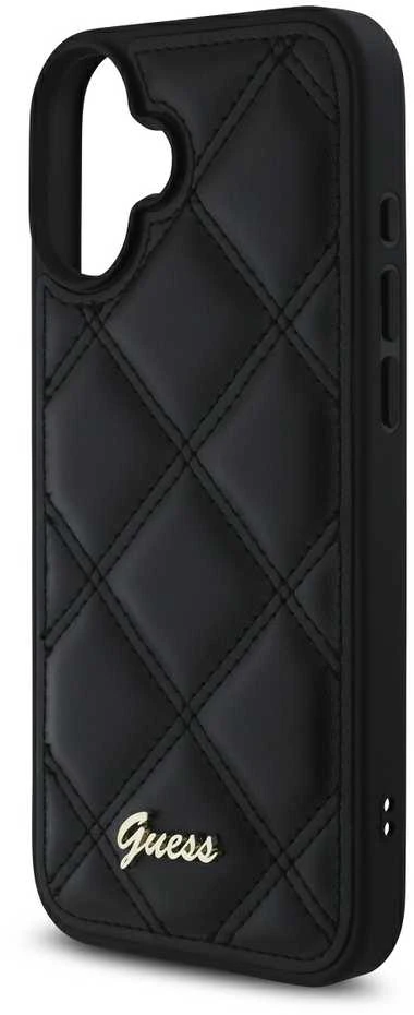 Guess GUHCP16MPSQSQSK Apple iPhone 16 Plus 6.7″ juodos spalvos kietas dėklas Quilted Metal Logo