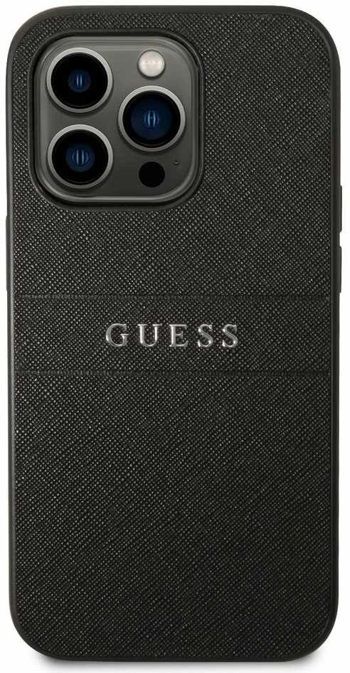 Dėklas Guess GUHCP14LPSASBBK Apple iPhone 14 Pro 6,1″ juodos spalvos Saffiano Strap
