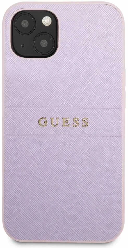 Dėklas Guess GUHCP13SPSASBPU Apple iPhone 13 mini 5,4″ violetinės spalvos Saffiano Hot Stamp & Metal Logo