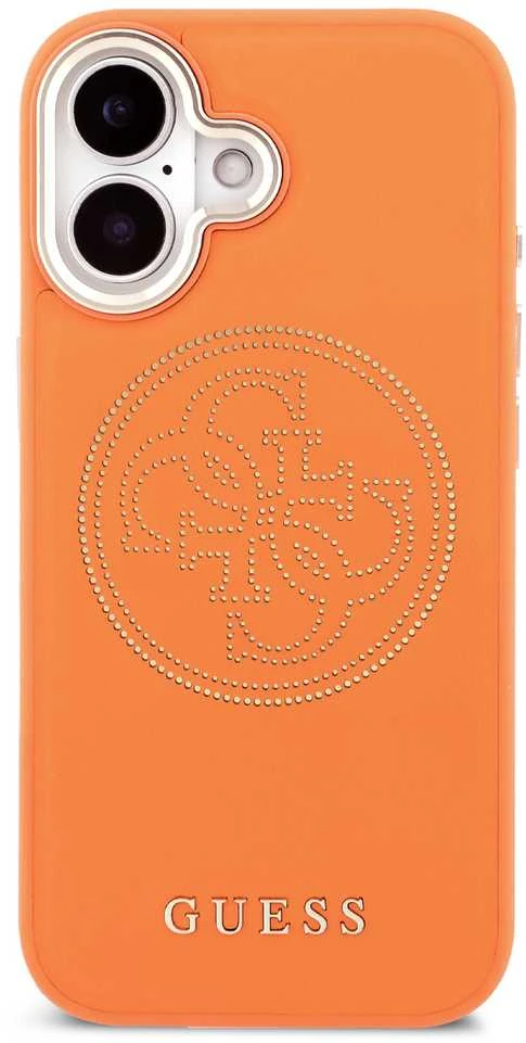 Guess PU Perskirtasated 4G dėklas skirtas Apple iPhone 17 oranžinės spalvos