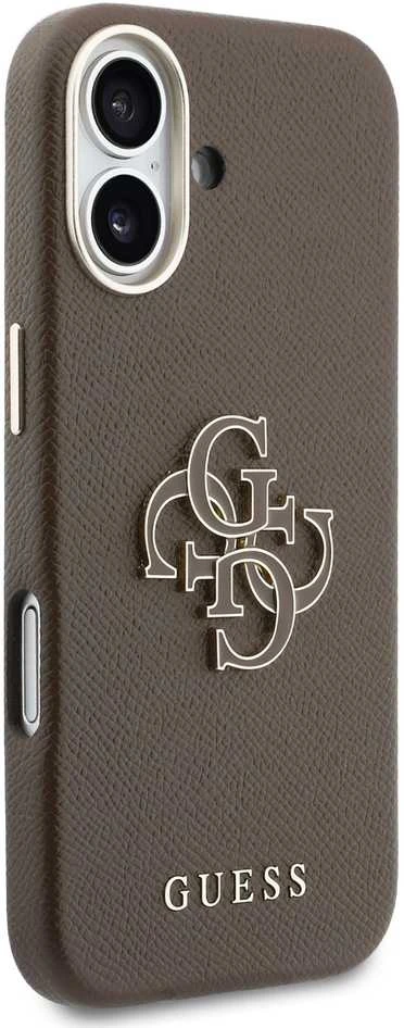 Guess PU Resin Logo dėklas skirtas Apple iPhone 17 Brown