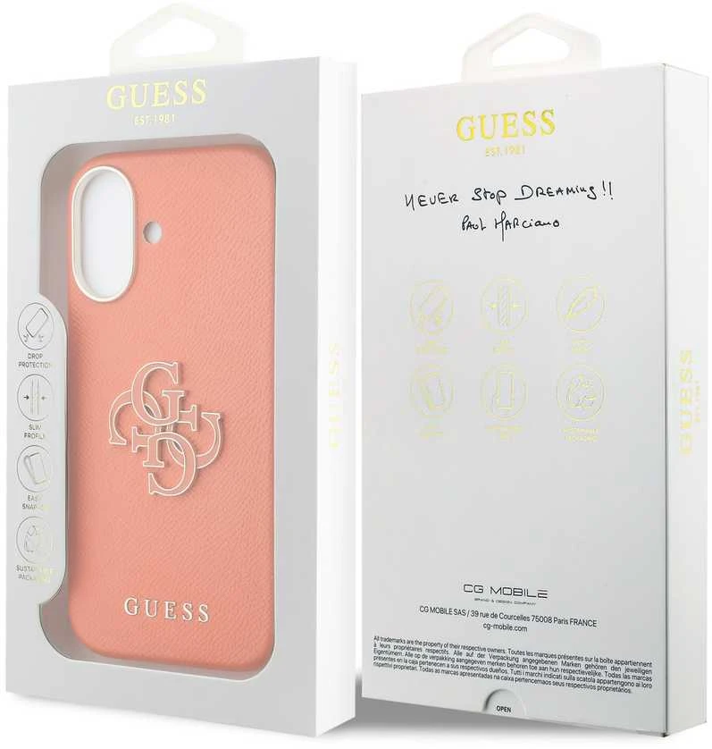 Guess PU Resin Logo dėklas skirtas Apple iPhone 17 Oranžinis