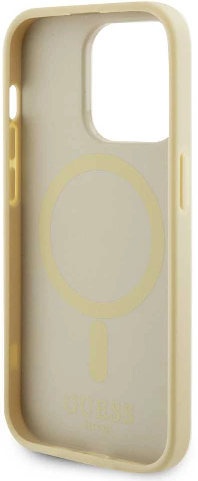 Dėklas GUESS GUHMP15XPSAHMCB IPHONE 15 PRO MAX 6.7 "ZLOTY/GOLD HARDCASE SAFFIANO MAGSAFE