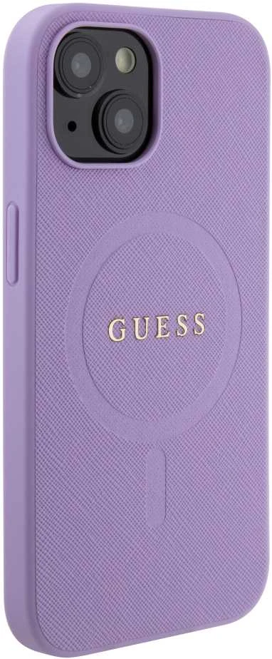 Guess GUHMP15SPSAHMCU Apple iPhone 15 / 14 /13 6.1″ violetinės spalvos kietas dėklas Saffiano MagSafe