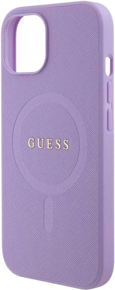 Guess GUHMP15SPSAHMCU Apple iPhone 15 / 14 /13 6.1″ violetinės spalvos kietas dėklas Saffiano MagSafe