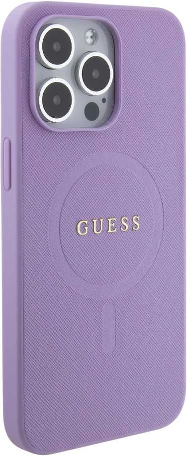 Dėklas GUESS GUHMP15XPSAHMCU IPHONE 15 PRO MAX 6.7 "PURPLE/PURPLE HARDCASE SAFFIANO MAGSAFE