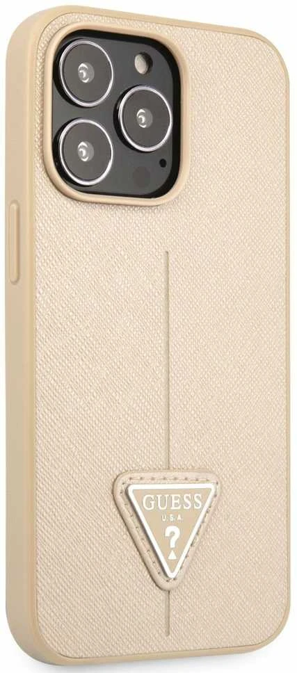 Dėklas GUESS GUHCP13LPSATLE IPHONE 13 PRO / 13 6.1 "BEIGE / BEIGE HARDCASE SAFFIANOTRIANGLE LOGO