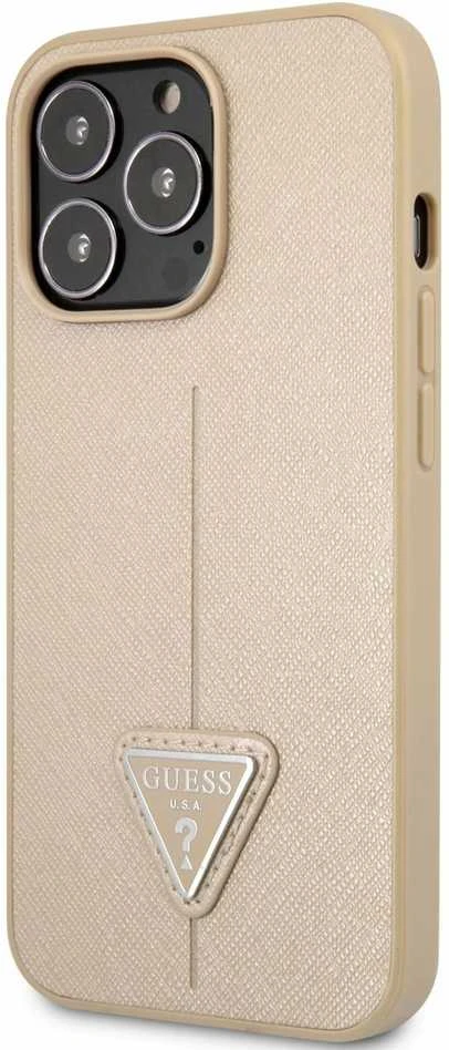 Dėklas GUESS GUHCP13LPSATLE IPHONE 13 PRO / 13 6.1 "BEIGE / BEIGE HARDCASE SAFFIANOTRIANGLE LOGO