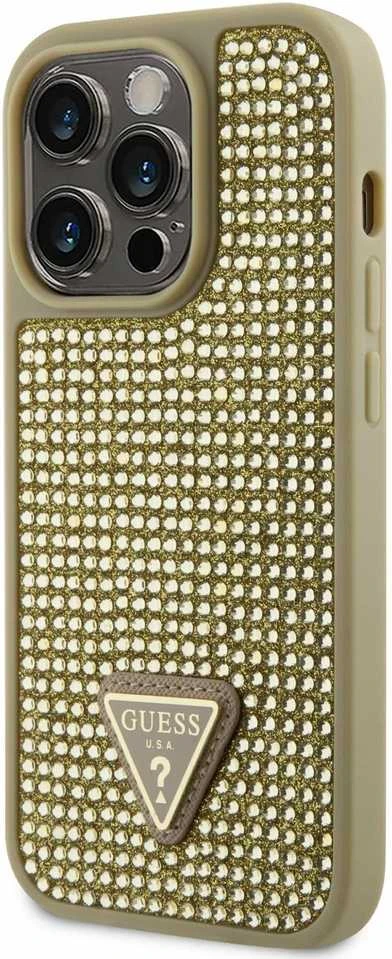 Guess GUHCP14LHDGTPD Apple iPhone 14 Pro 6.1″auksinis kietas dėklas Rhinestone Triangle