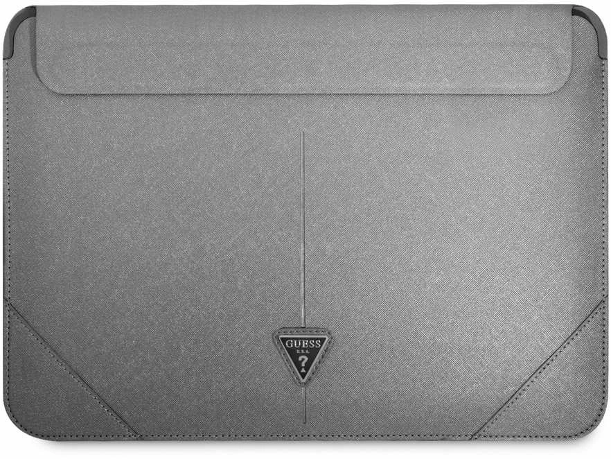 Guess Dėklas kompiuteriui GUCS14PSATLG 13/14″ sidabro spalvos Saffiano Triangle Logo