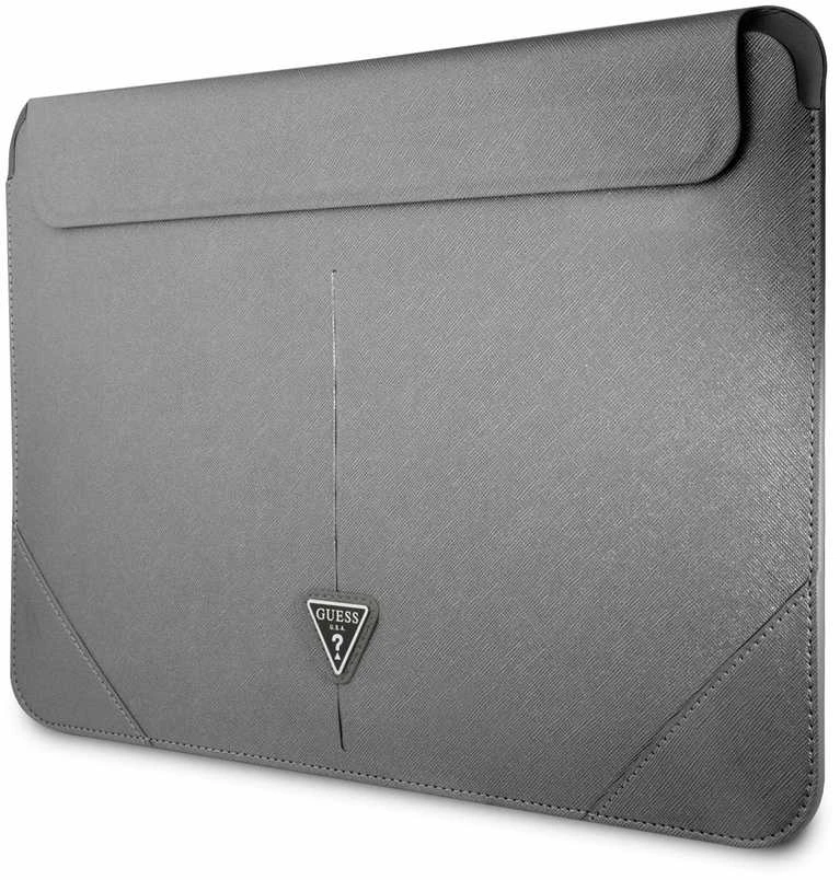 Guess Dėklas kompiuteriui GUCS14PSATLG 13/14″ sidabro spalvos Saffiano Triangle Logo