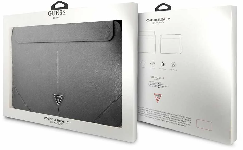 Guess Dėklas kompiuteriui GUCS16PSATLG 16″ sidabro spalvos Saffiano Triangle Logo