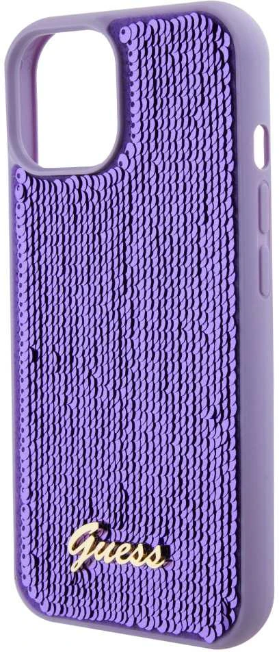 Dėklas GUESS GUHCP15SPSFDGS IPHONE 2013-15-14 6.1 "PURPURINĖ / PURPURINĖ KIETOJI DĖLĖS SEQUIN SCRIPT METAL