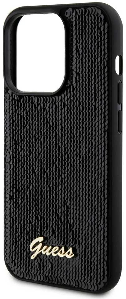 Apple iPhone 14 Pro Guess dėklas Sequin Script Metal (GUHCP14LPSFDGSK) juodos spalvos
