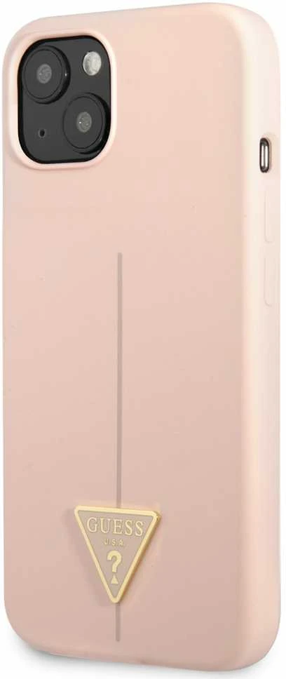 Apple iPhone 13 Guess dėklas Silicone Triangle (GUHCP13MSLTGP) rožinės spalvos