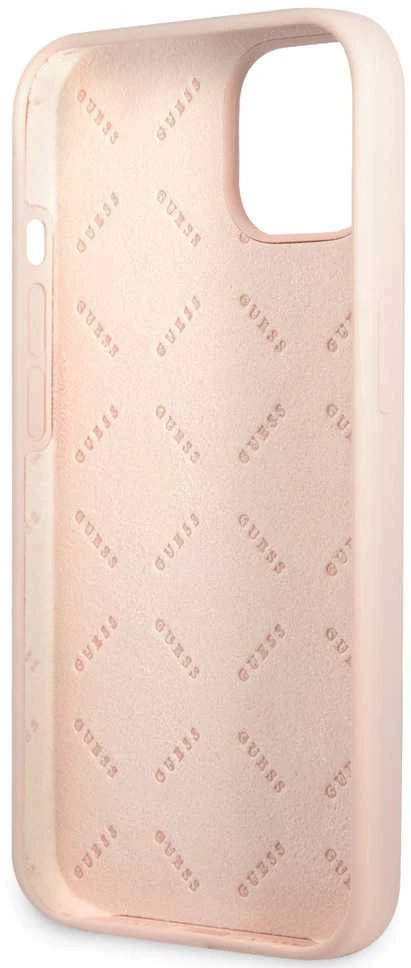 Apple iPhone 13 Guess dėklas Silicone Triangle (GUHCP13MSLTGP) rožinės spalvos