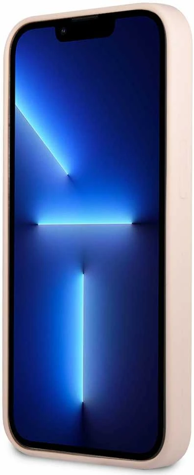 Apple iPhone 13 Guess dėklas Silicone Triangle (GUHCP13MSLTGP) rožinės spalvos