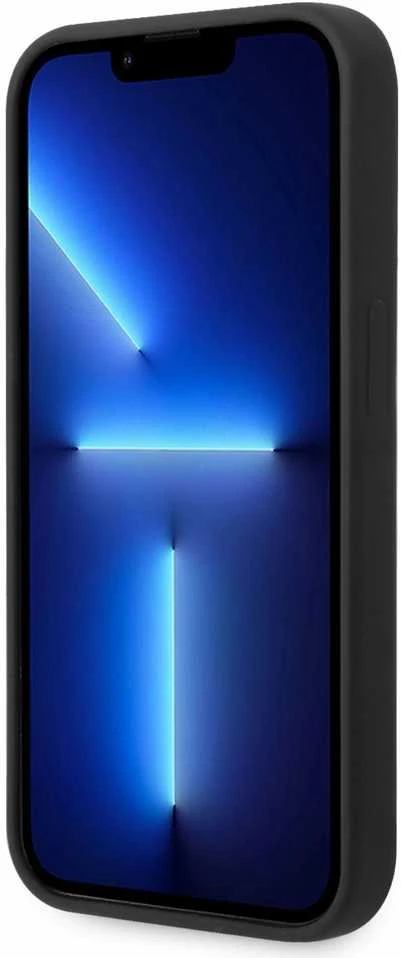 Guess GUHMP14XSBPLK Apple iPhone 14 Pro Max 6,7″ juodos spalvos kietas dėklas Silicone Logo Plate MagSafe