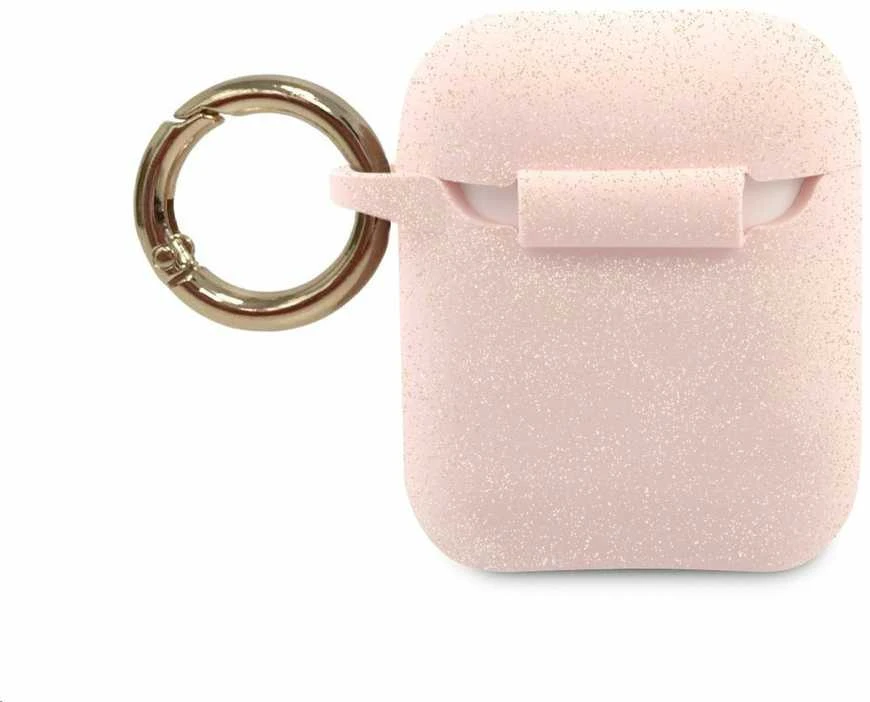 Guess GUACCSILGLLP AirPods dėklas rožinės spalvos silikoninis Glitter