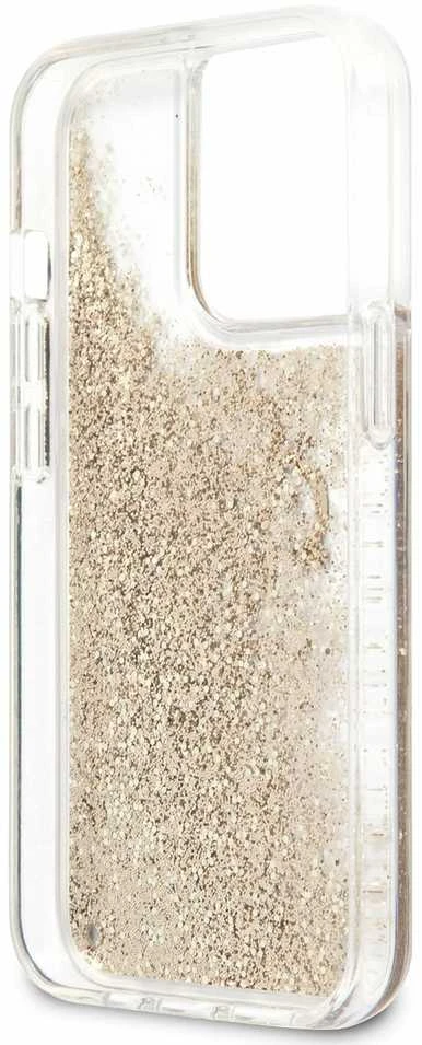 Guess GUHCP13XLG4GGO Apple iPhone 13 Pro Max 6,7″ auksinis kietas dėklas 4G Big Liquid Glitter