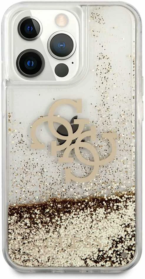 Guess GUHCP13XLG4GGO Apple iPhone 13 Pro Max 6,7″ auksinis kietas dėklas 4G Big Liquid Glitter