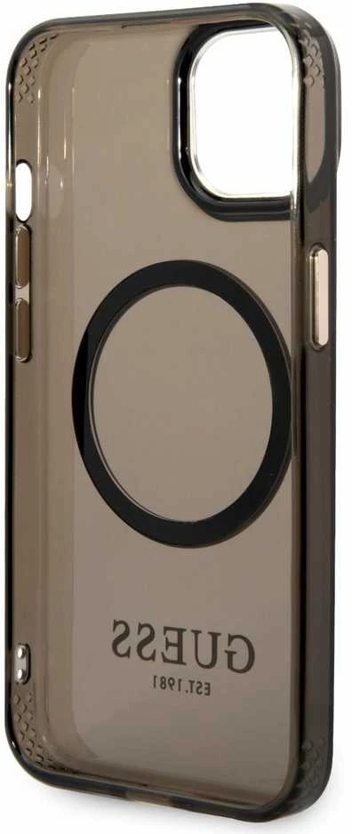 Dėklas GUESS GUHMP14MHTCMK IPHONE 14 PLUS / 15 PLUS 6.7 "Juodas / Juodas HARD CASE GOLD OUTLINE TRANSLUENT MAGSAFE