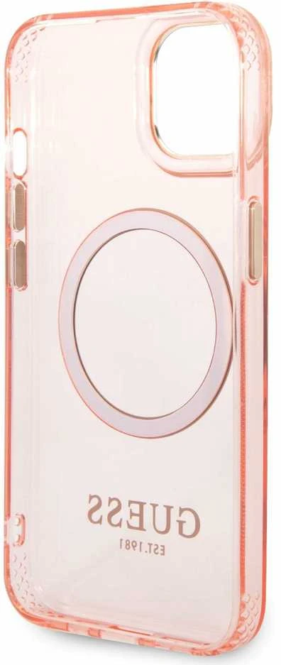 Dėklas GUESS GUHMP14MHTCMP IPHONE 14 PLUS / 15 PLUS 6.7 "Rožinis / Rožinis HARD CASE GOLD OUTLINE TRANSLUENT MAGSAFE