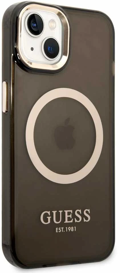 Dėklas GUESS GUHMP14MHTCMK IPHONE 14 PLUS / 15 PLUS 6.7 "Juodas / Juodas HARD CASE GOLD OUTLINE TRANSLUENT MAGSAFE