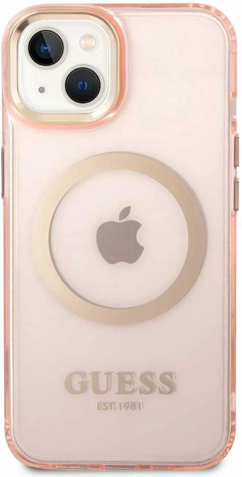 Dėklas GUESS GUHMP14MHTCMP IPHONE 14 PLUS / 15 PLUS 6.7 "Rožinis / Rožinis HARD CASE GOLD OUTLINE TRANSLUENT MAGSAFE