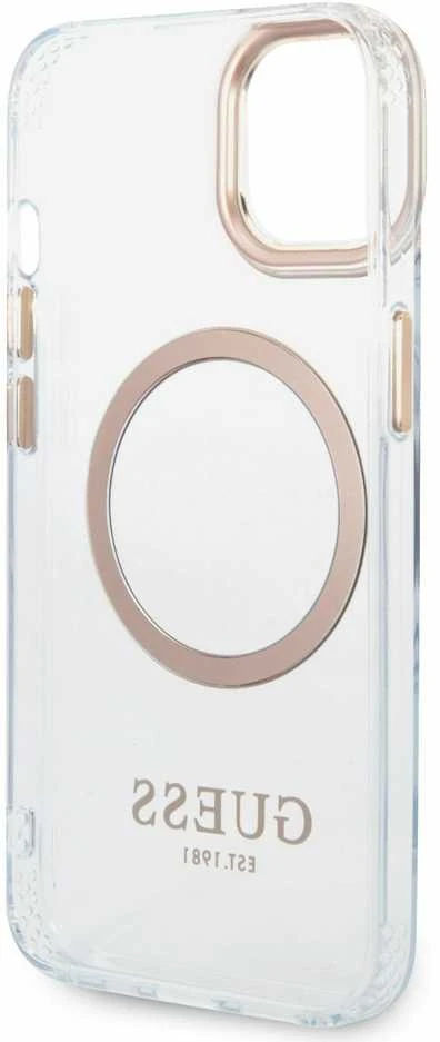 Dėklas GUESS GUHMP14MHTMD IPHONE 14 PLUS / 15 PLUS 6.7 "GOLD / GOLD HARD CASE METAL OUTLINE MAGSAFE