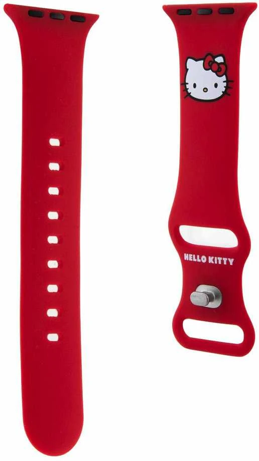 Hello Kitty apyrankė HKAWMSCHBLR Apple Watch 38/40/41mm Raudona apyrankė Silicone Kitty Head