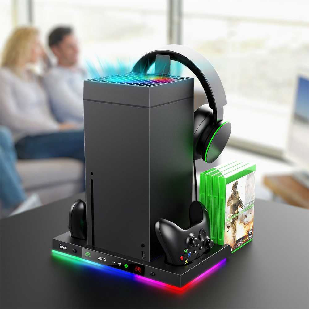 iPega XBX024S daugiafunkcis įkrovimo RGB stovas su aušinimu, skirtas XBOX (pažeista pakuotė)