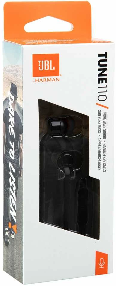 Ausinės JBL T110BLK, laidinės, Juodos