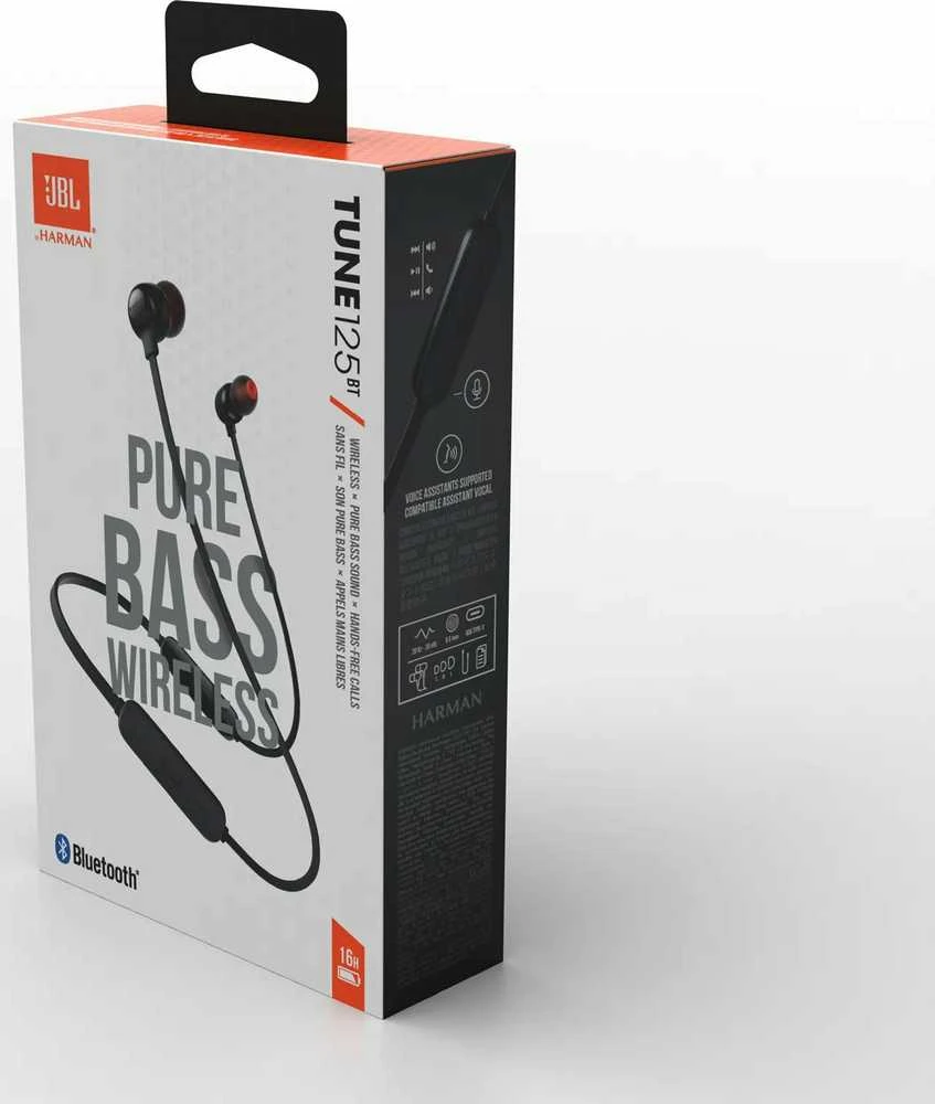 JBL Tune 125BT  Belaidės į ausis įkišamos ausinė, Juodos