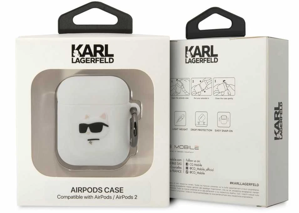 Dėklas Karl Lagerfeld KLA2RUNCHH AIRPODS 1/2 COVER Baltas/Baltas SILICONE CHUPETTE HEAD 3D